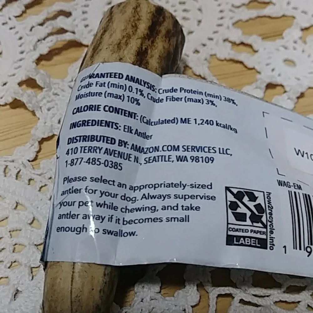 Amazon Brand - Wag Dog Elk Antler Chew, Naturally Shed. Whole, Small